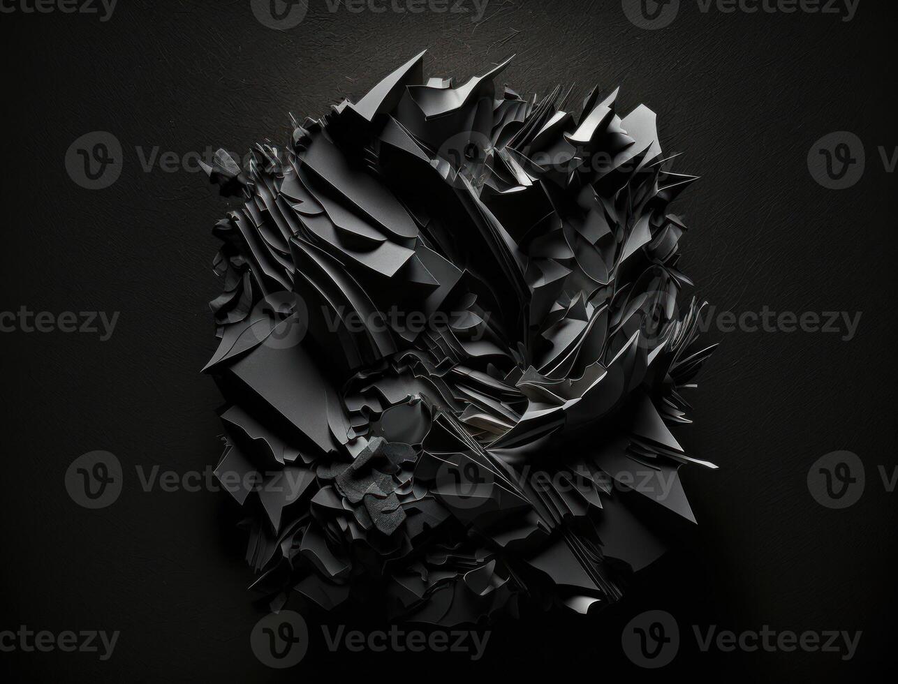 Abstract dark black various paper shapes background created with technology photo
