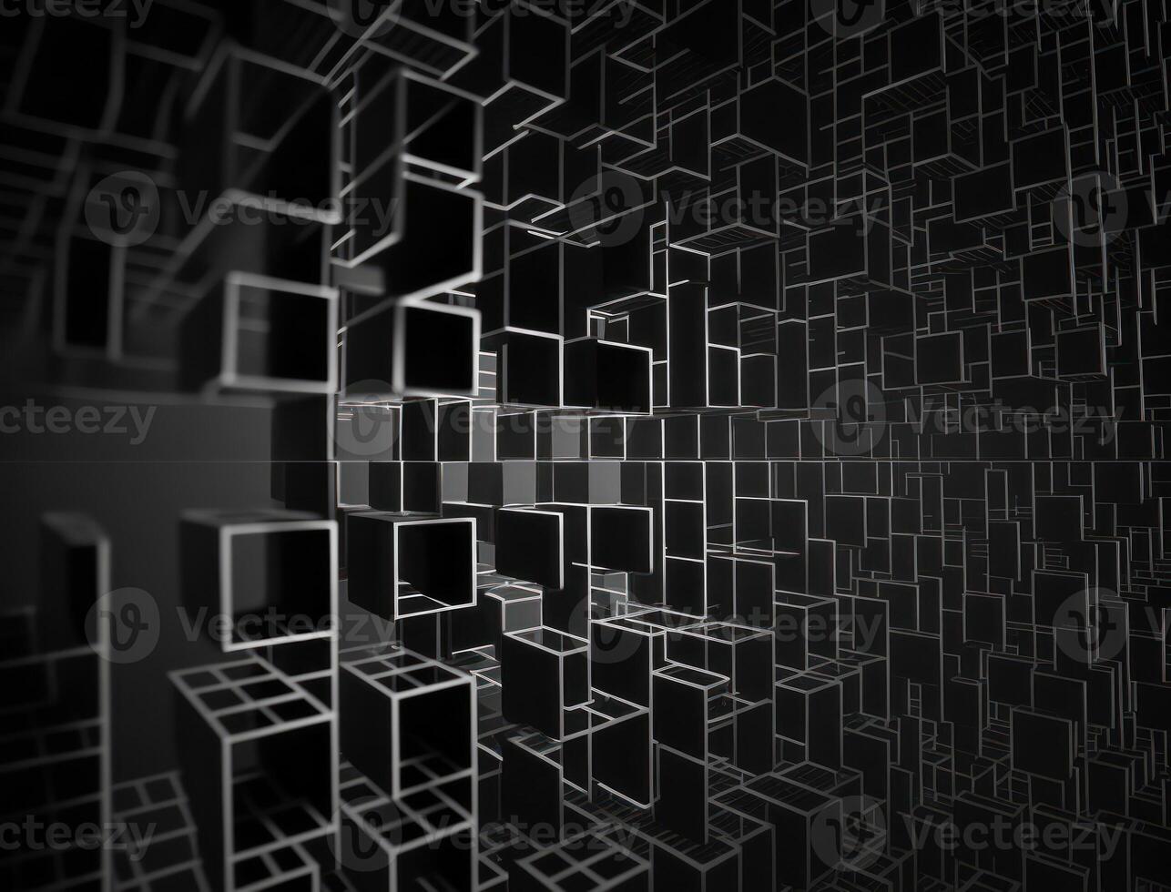 3D Futuristic cubes background Abstract geometric mosaic Square tiles pattern created with technology photo