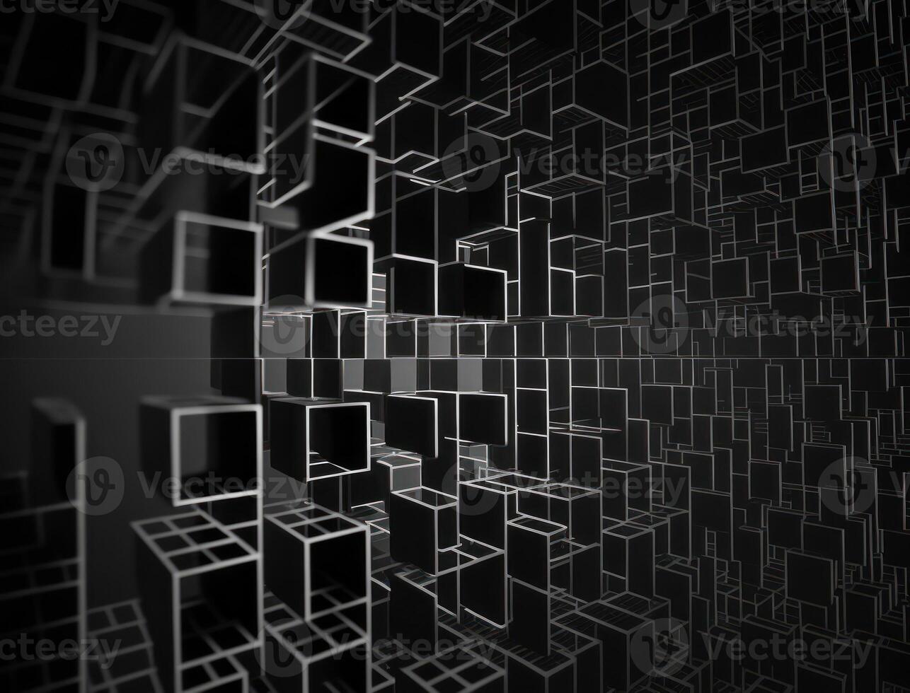 3D Futuristic cubes background Abstract geometric mosaic Square tiles pattern created with technology photo