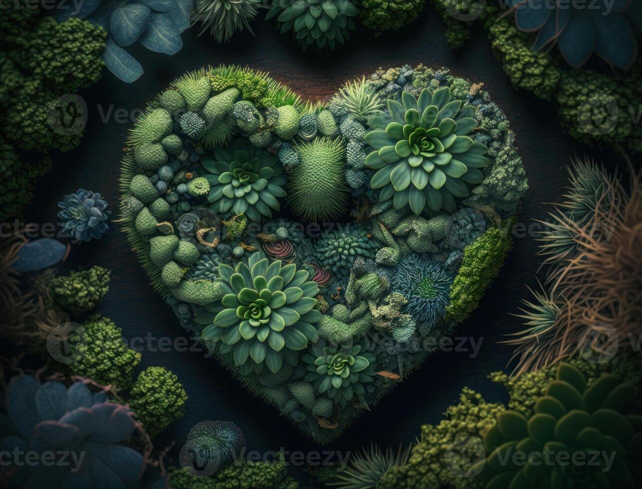 Green heart that represents environmental protection created with technology photo