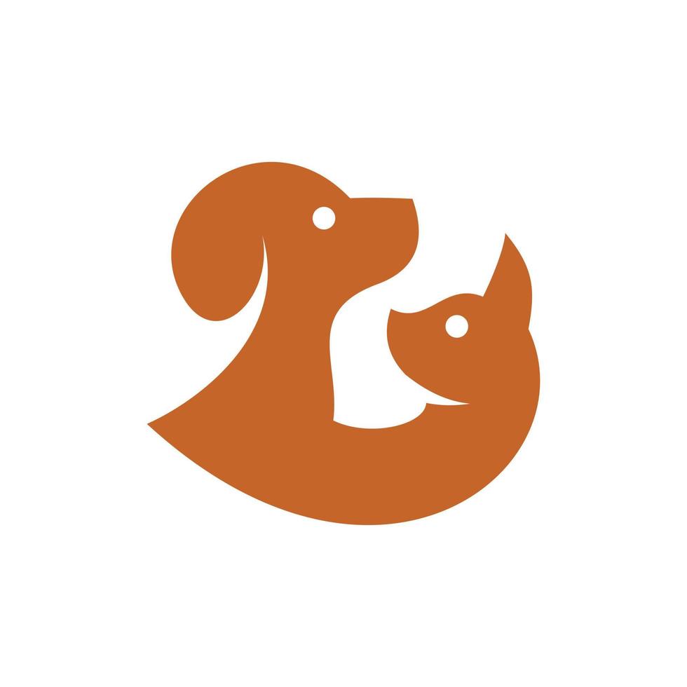 animal gato y perro cabeza único sencillo logo vector