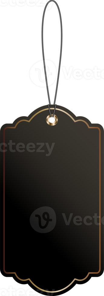 Black price or luggage tags of vintage shapes with rope png