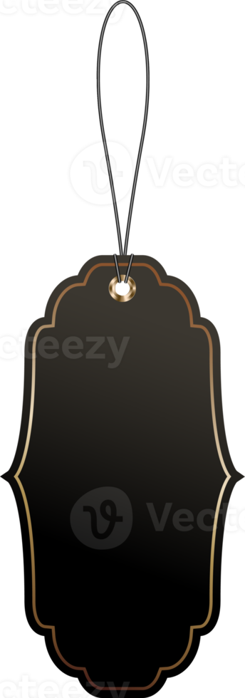 Black price or luggage tags of vintage shapes with rope png