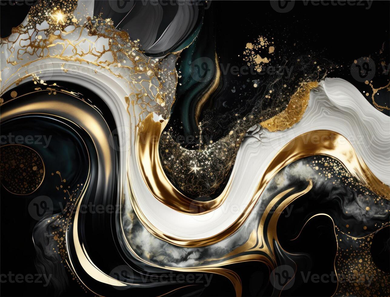 Abstract wave lines background Marble stone texture background material with elements of semi-precious stones and gold created with technology photo