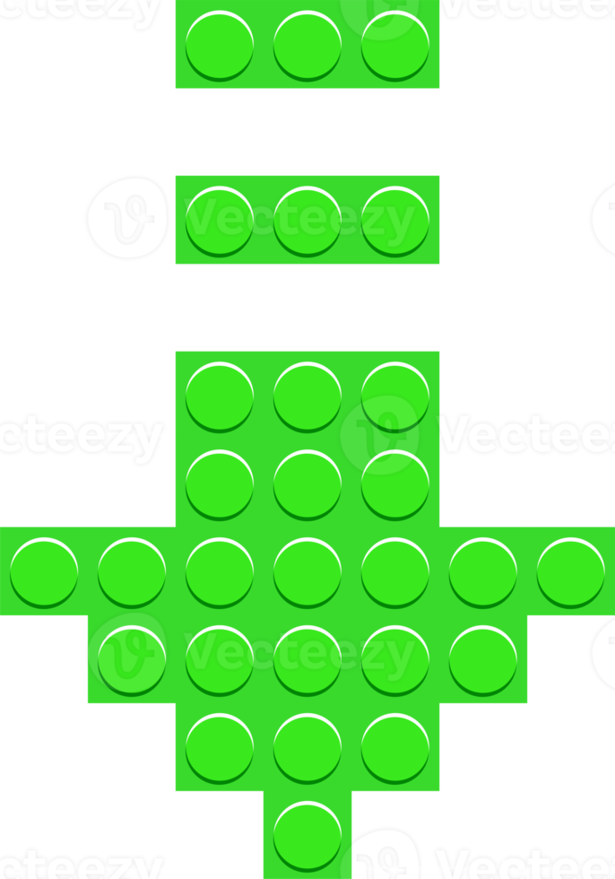 grön pil ikon från konstruktör block. pekare plast pussel png