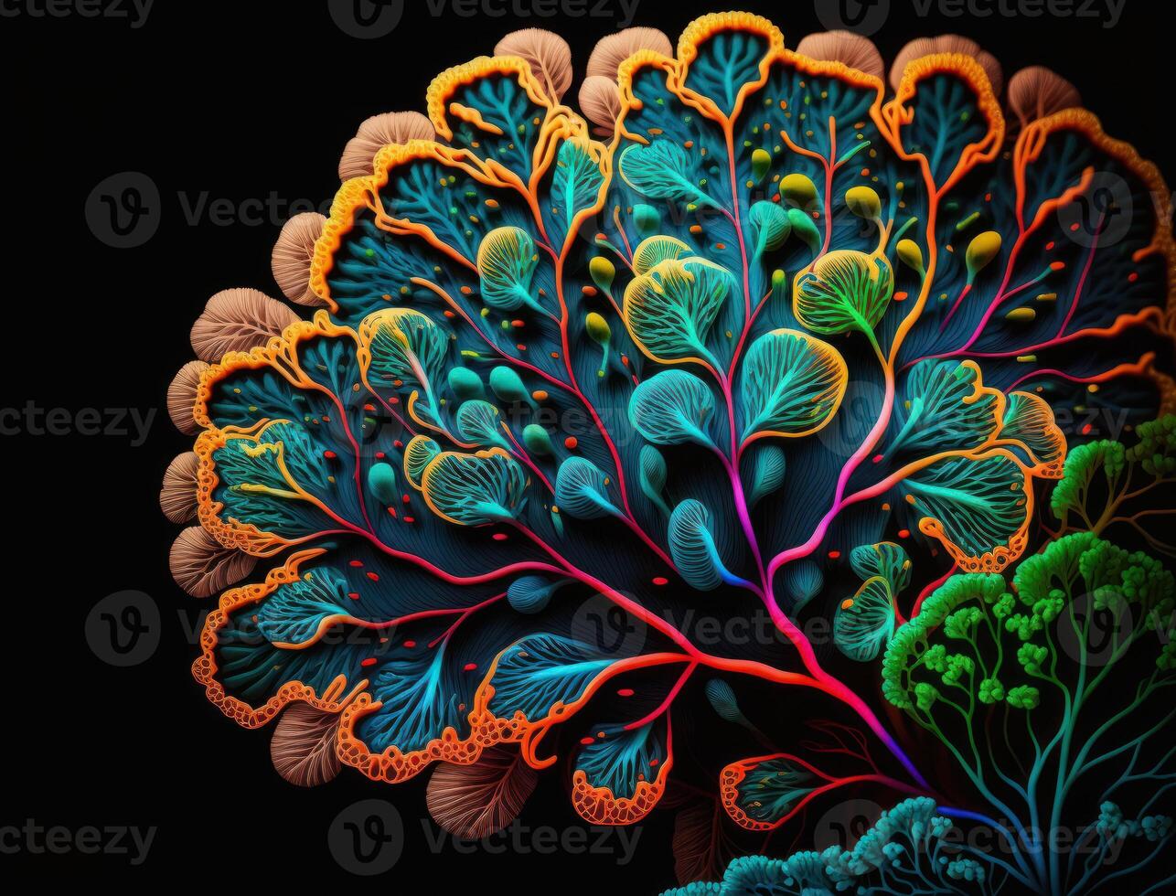 Colorful brain made by leaves background created with technology photo