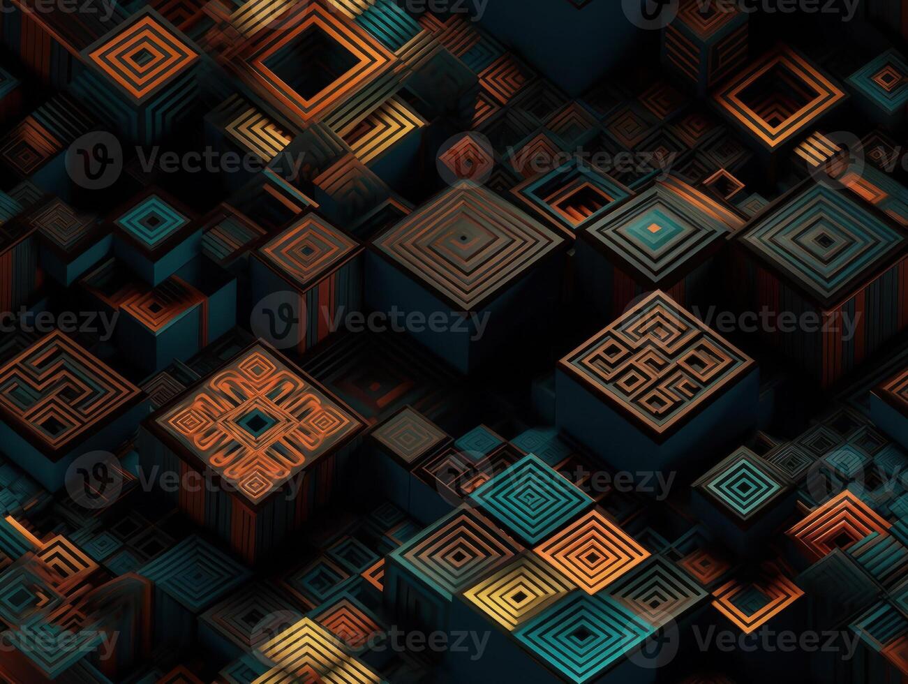 Dark abstract geometric grid pattern Seamless background created with technology photo