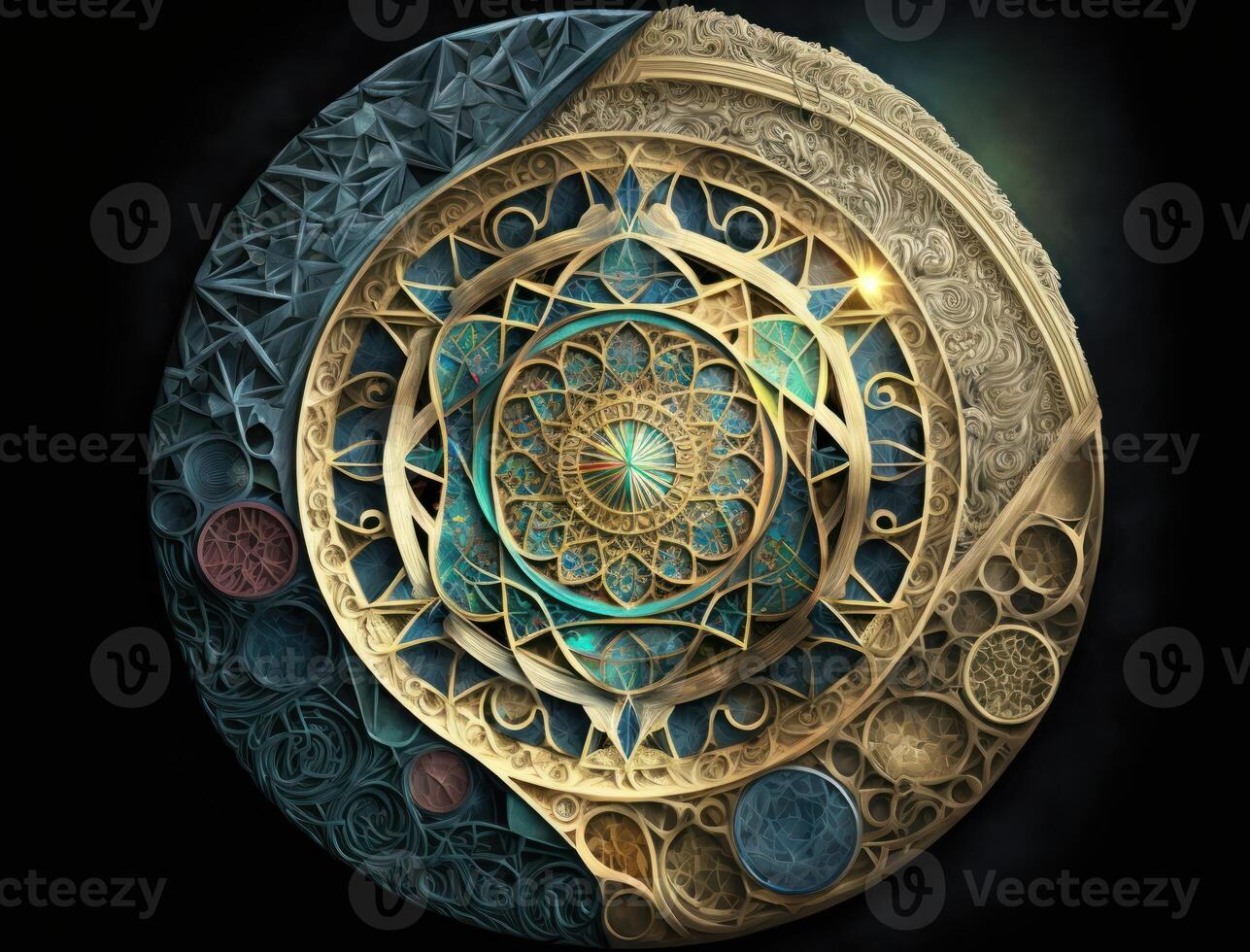 Fractal mandala Sacred geometry background created with technology photo