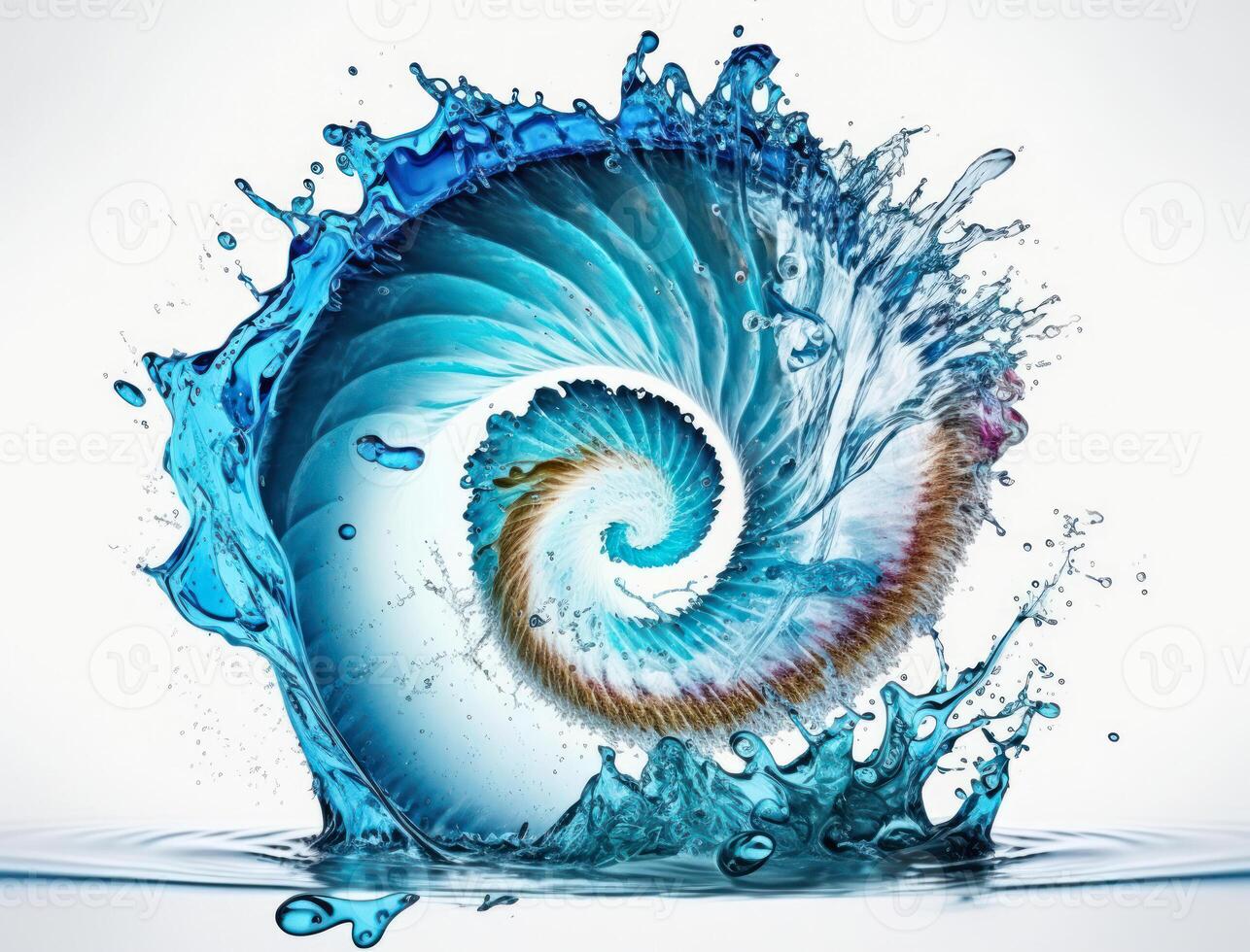 Radial spiral water splash background created with technology photo