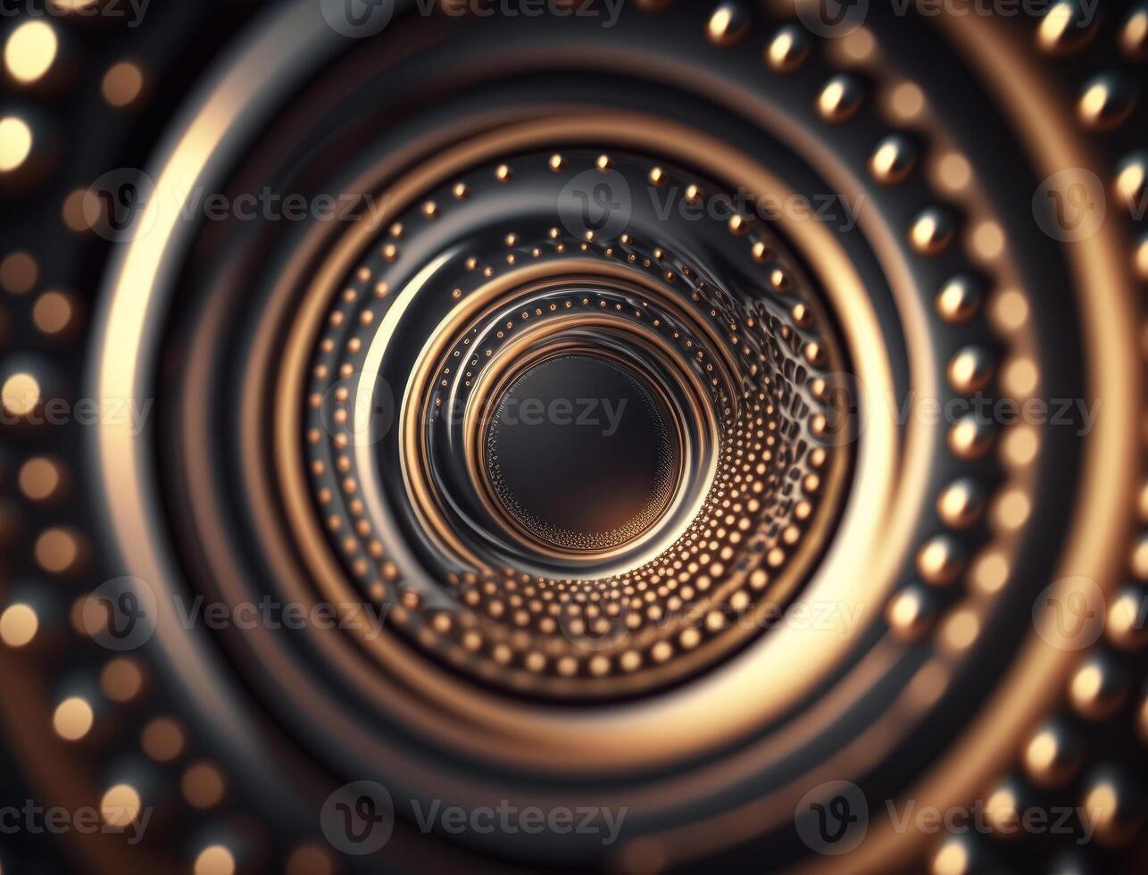 Concentric golden rings shapes Abstract geometric background created with technology photo