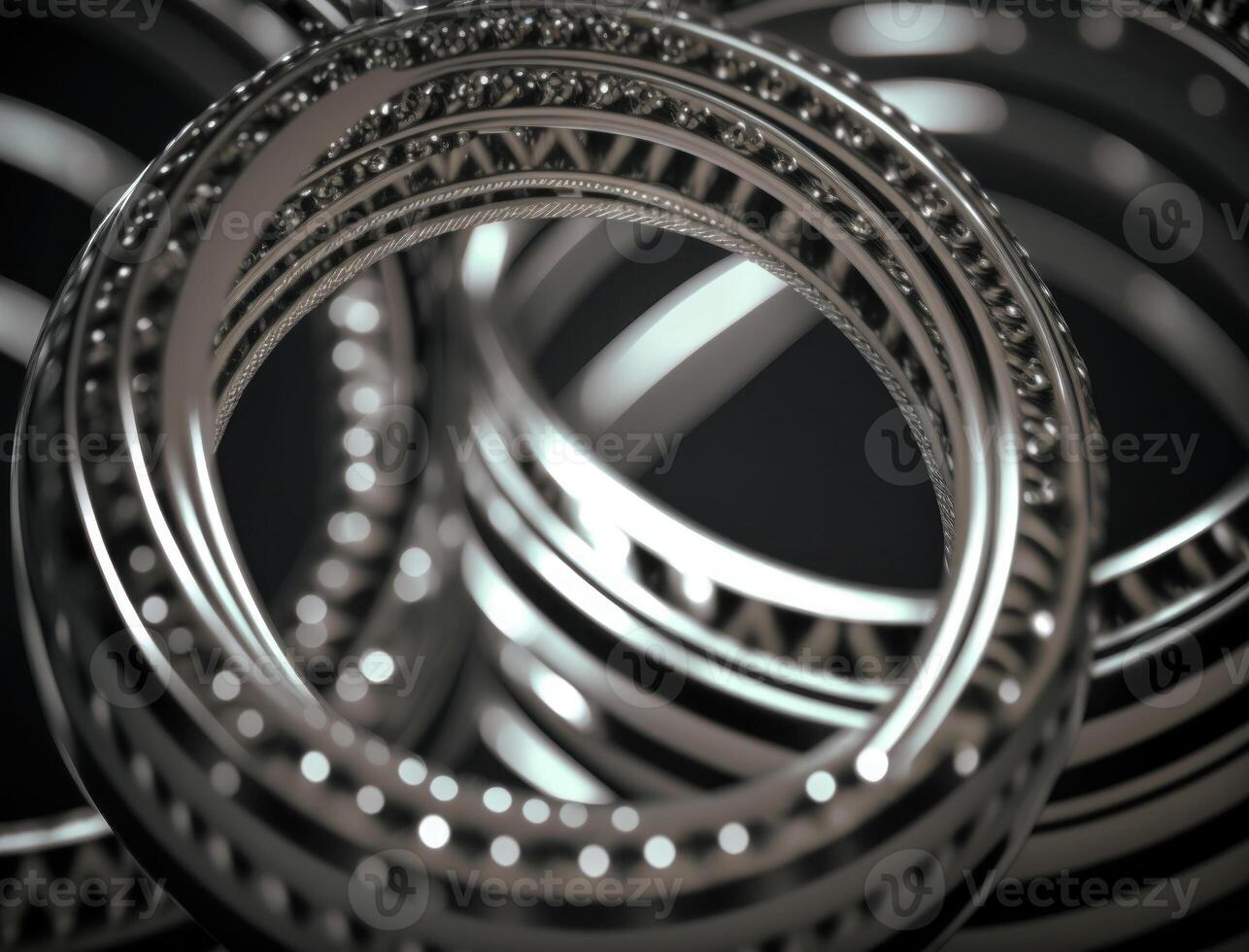 Concentric steel rings shapes Abstract geometric background created with technology photo