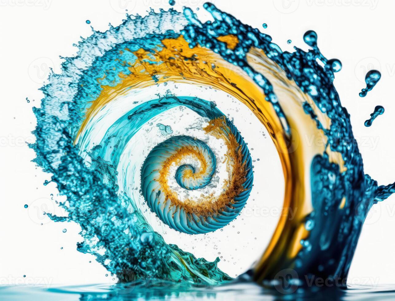 Radial spiral water splash background created with technology photo