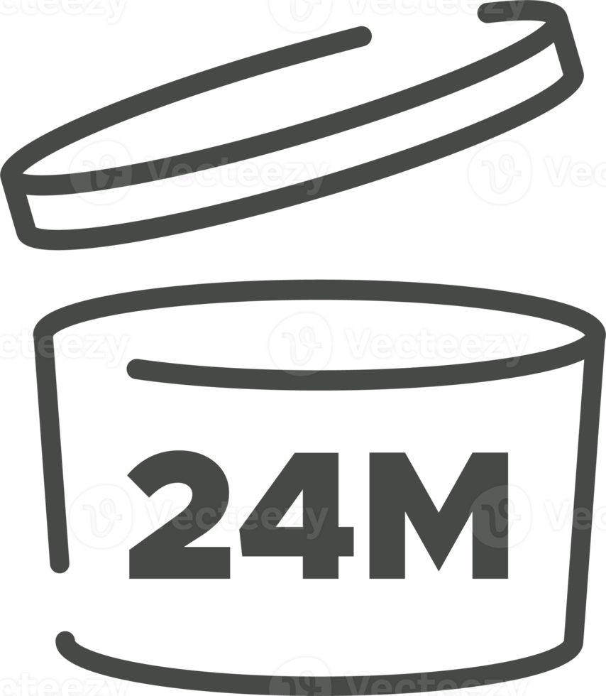 Pao symbol. 24 months. Period after opening icon. Cosmetic open month life shelf. Cosmetic product expiration png