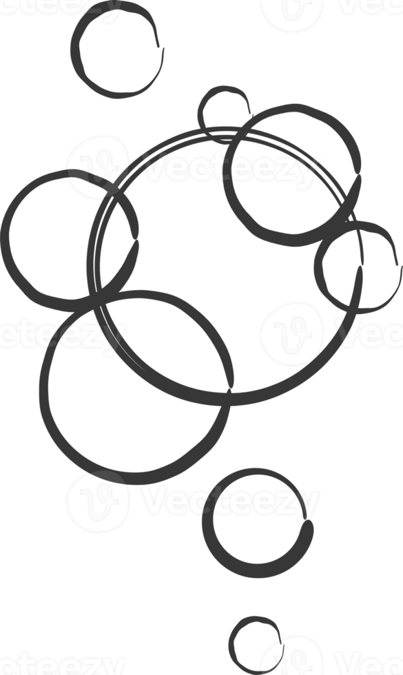 Bubbles of fizzy drink, air or soap. Vertical streams of water. Outline illustration png