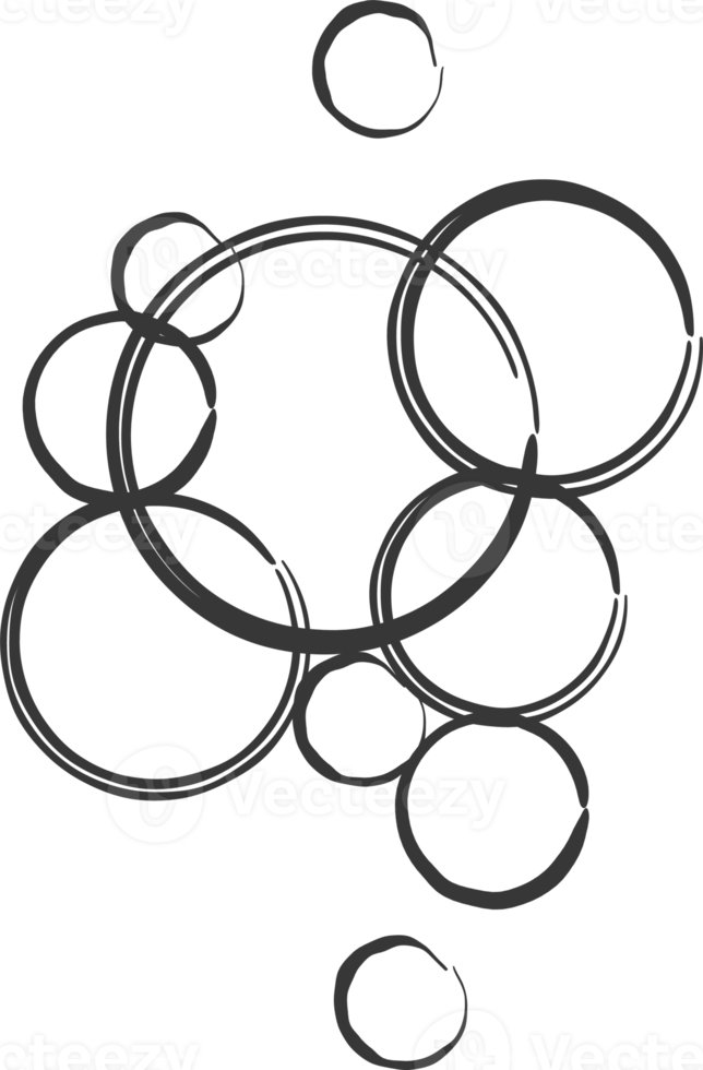 Bubbles of fizzy drink, air or soap. Vertical streams of water. Outline illustration png