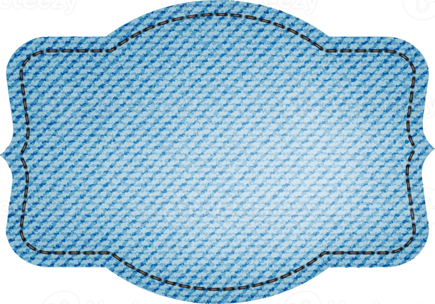 Blue denim patch with stitch, rivets and fringe. Light blue denim. Vintage patch png