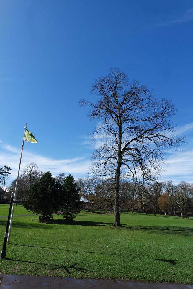Low Angle View of Local Public Park. The Image Was Captured at Wardown Public Park of Luton Town of England UK During a Cold and Cloudy Evening of 25-March-2023 photo