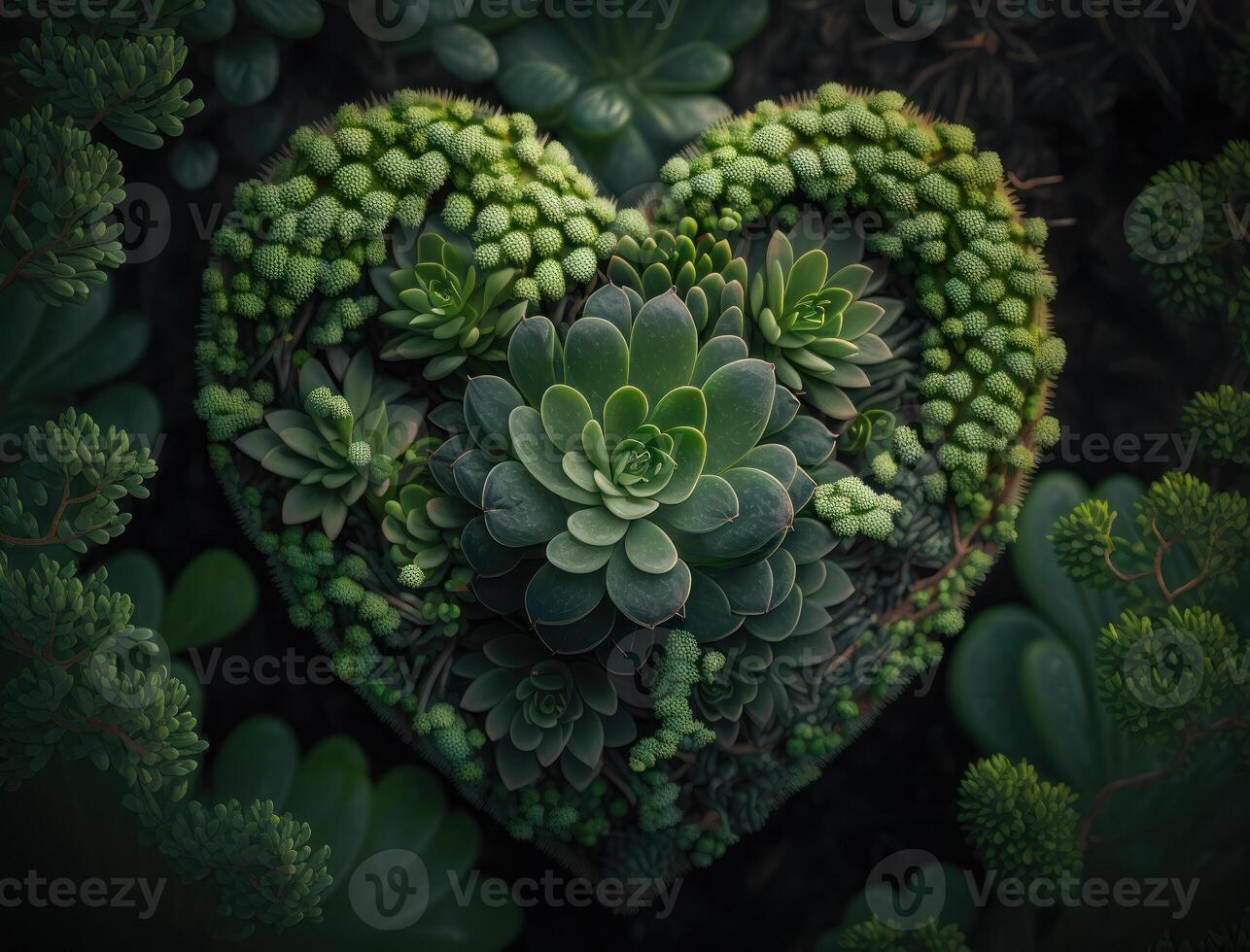 Green heart that represents environmental protection created with technology photo