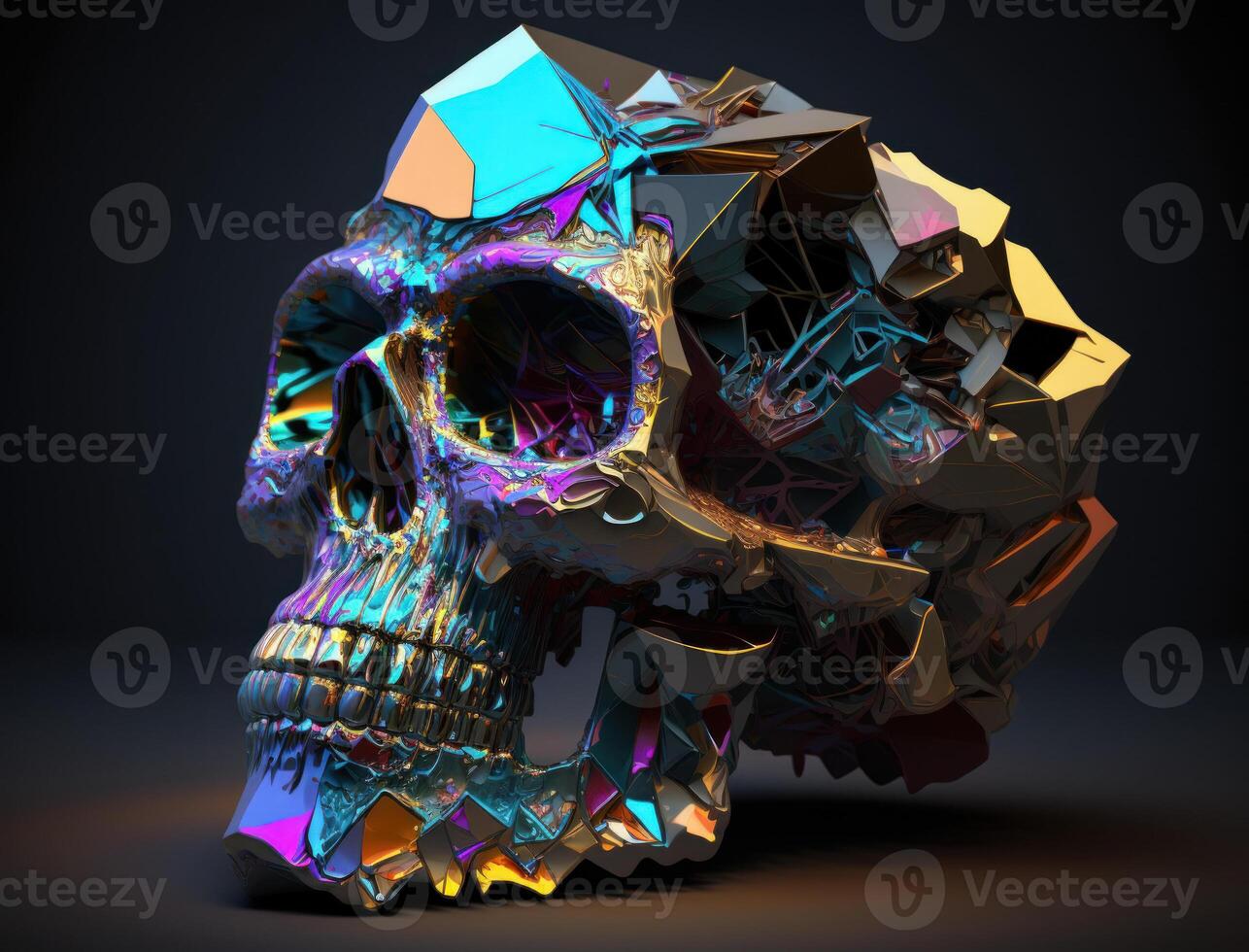 Bismuth skull created with technology photo