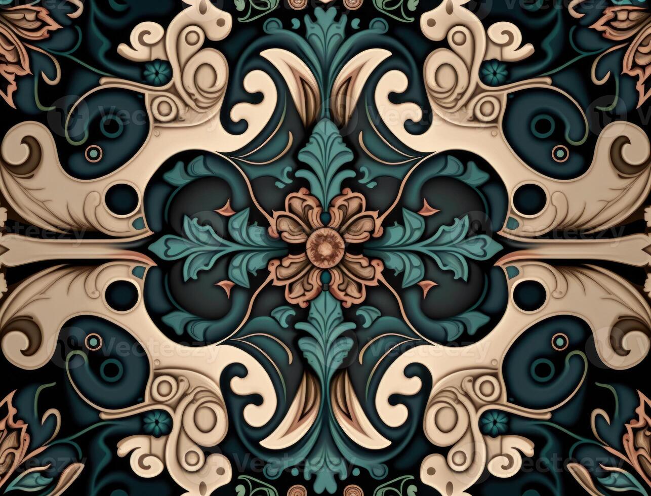 Royal vintage Victorian Gothic background Rococo venzel and whorl created with technology photo