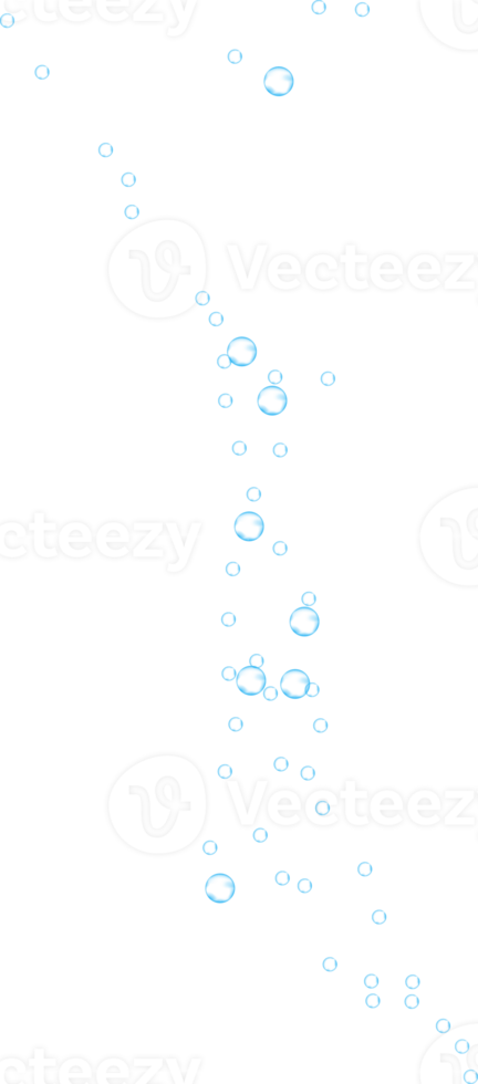 Underwater bubbles of fizzing soda. Streams of air. Dissolving tablet. Realistic oxygen pop in effervescent drink. Blue sparkles. png