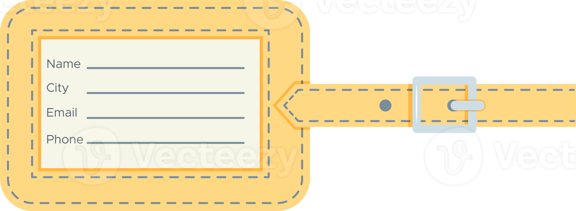 Luggage tag for travel. Flat illustration png
