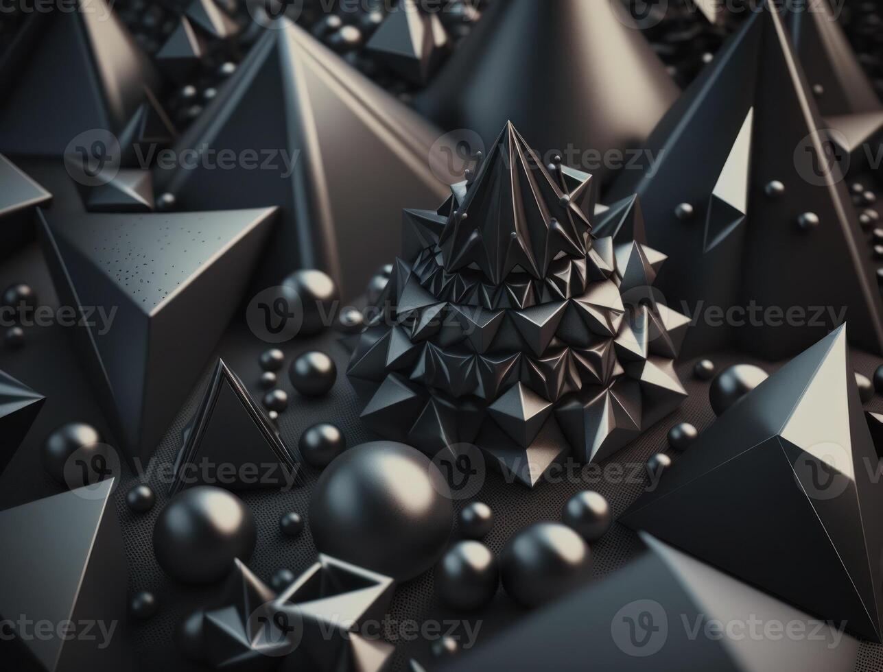 Futuristic abstract pyramid geometric background created with technology photo