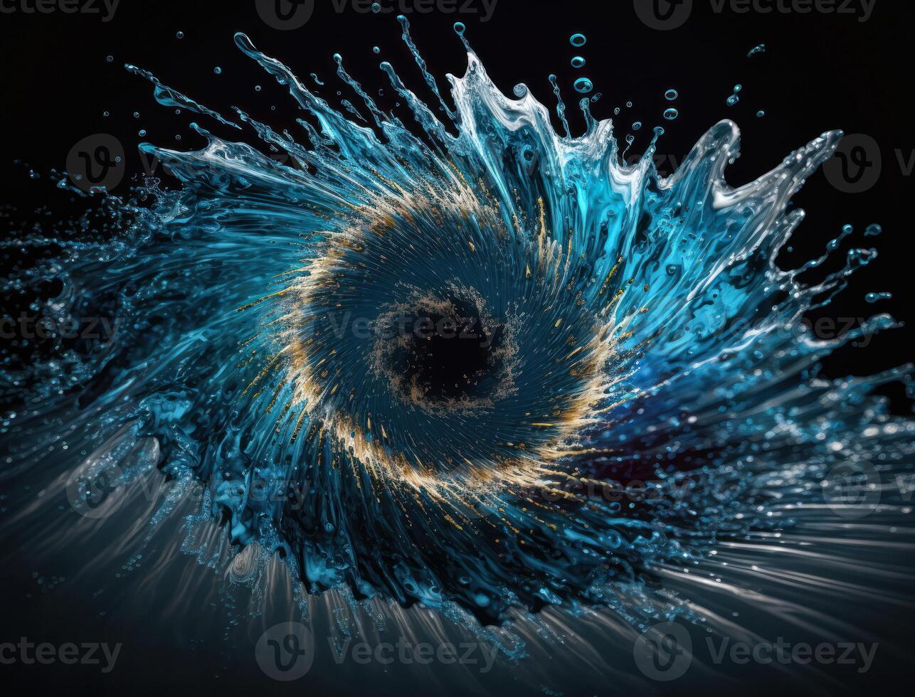 Radial spiral water splash background created with technology photo