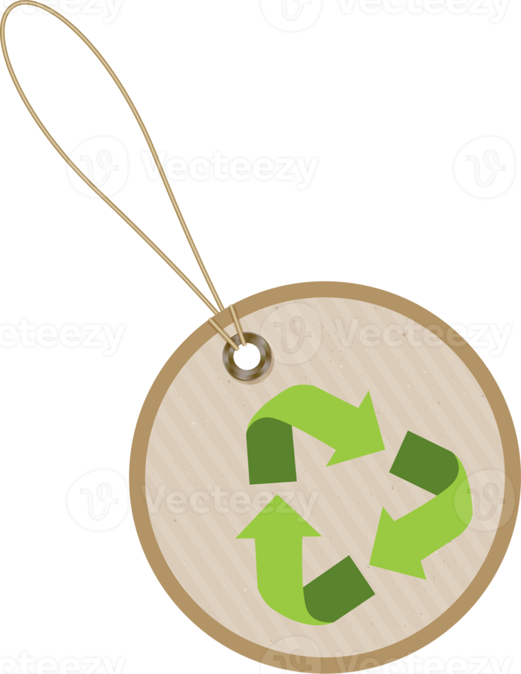 Eco friendly tag on craft paper with rope. Bio recycled sign png