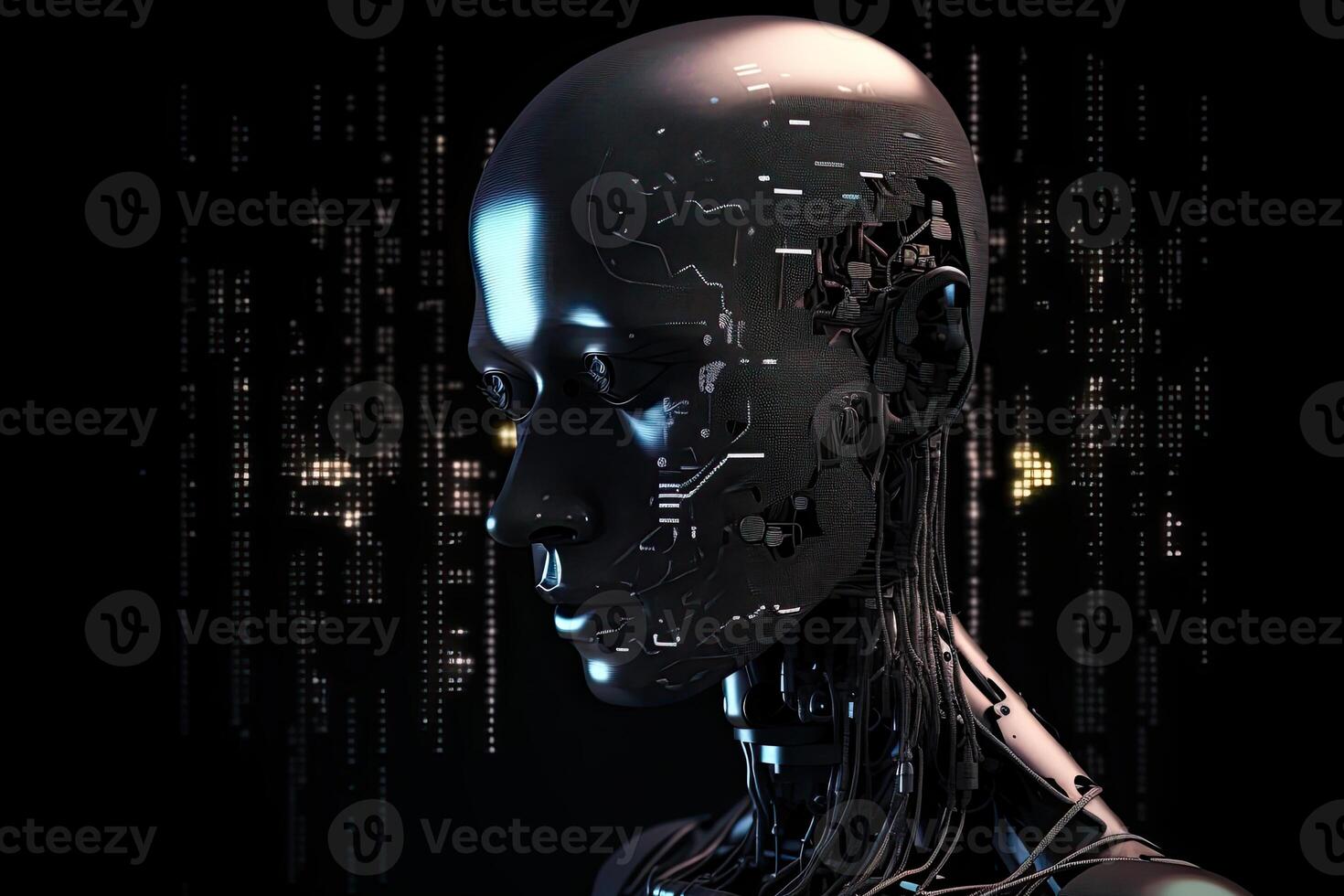 Visualizatipon of human consciousness in artificial intelligence. photo