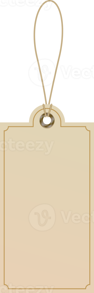 Tag on craft paper with rope. Blank with rope. Shopping label and price tag png