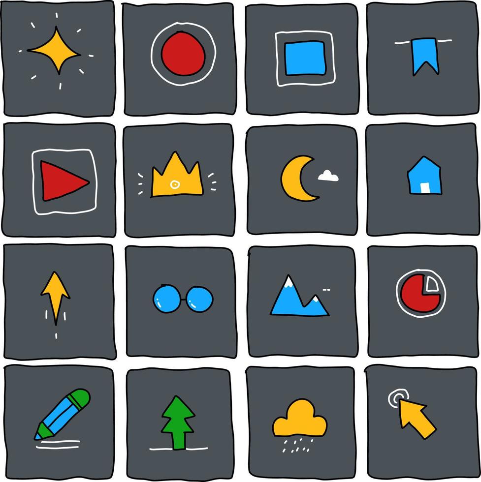 pattern icon hand drawn full color dark vector