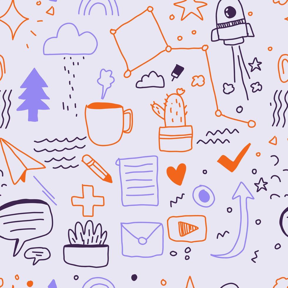 doodle pattern hand drawn back to school vector
