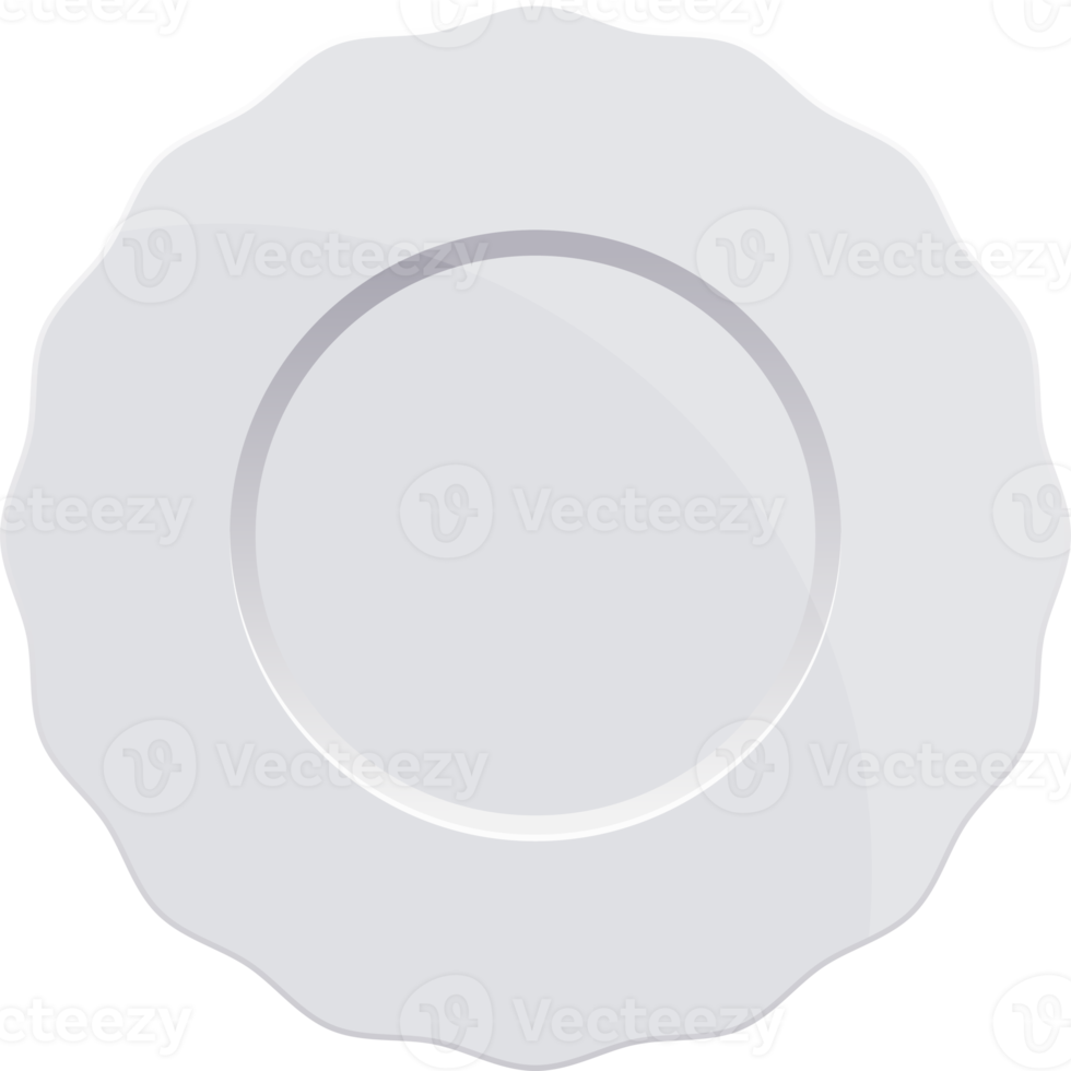 White plate with a wavy edge. Clean tableware for the kitchen. Porcelain. Template for food display. Top view png