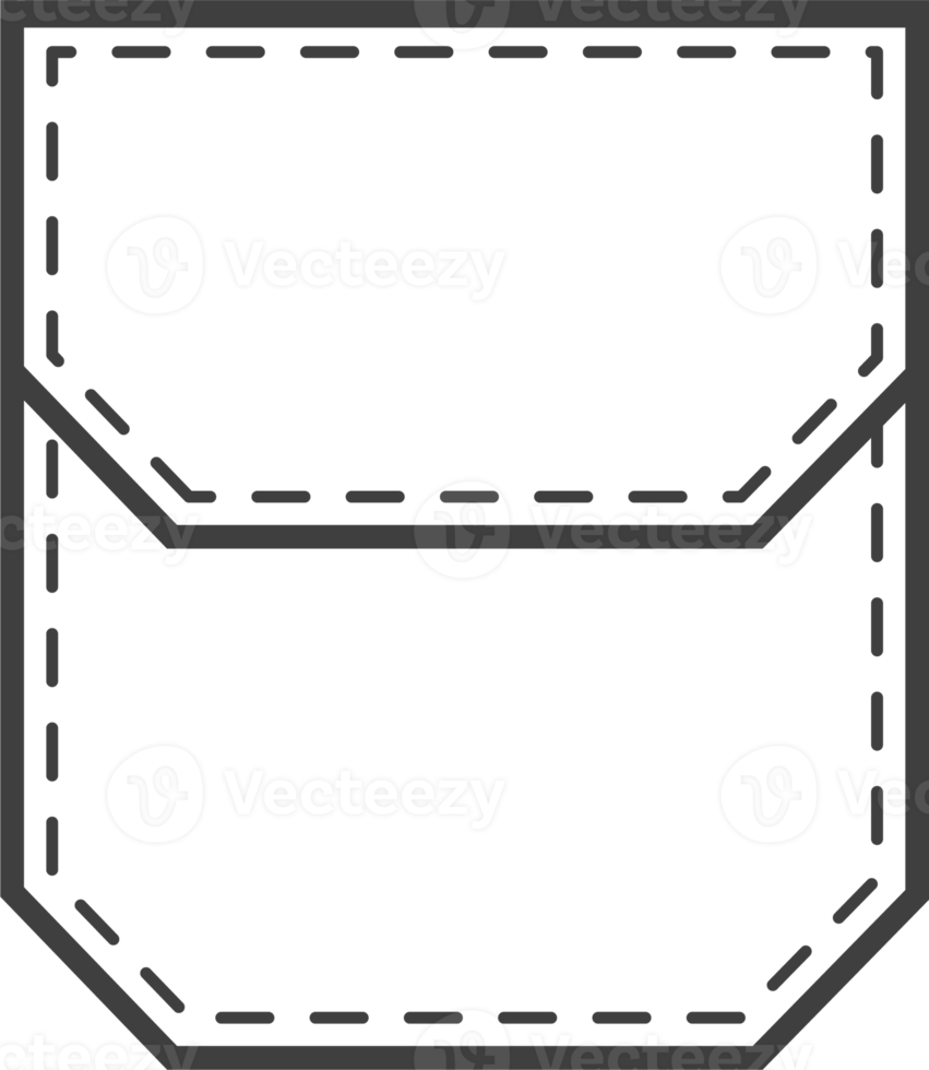 denim ficka lappa. översikt element för enhetlig eller tillfällig stil kläder, klänningar och skjortor. linje illustration png