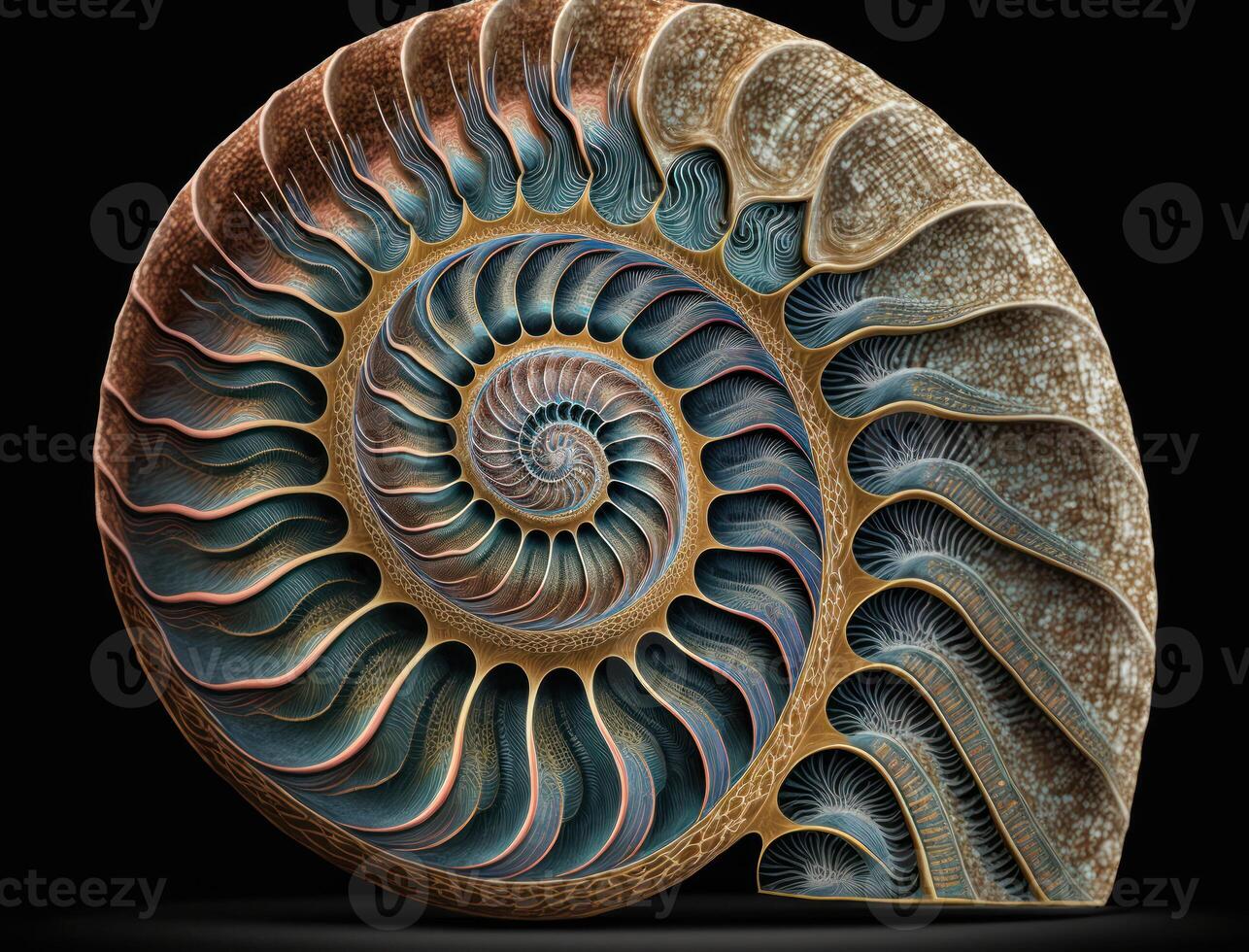 Ammonite fossil background created with technology photo