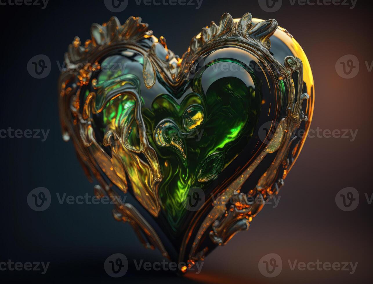 Green heart that represents environmental protection created with technology photo