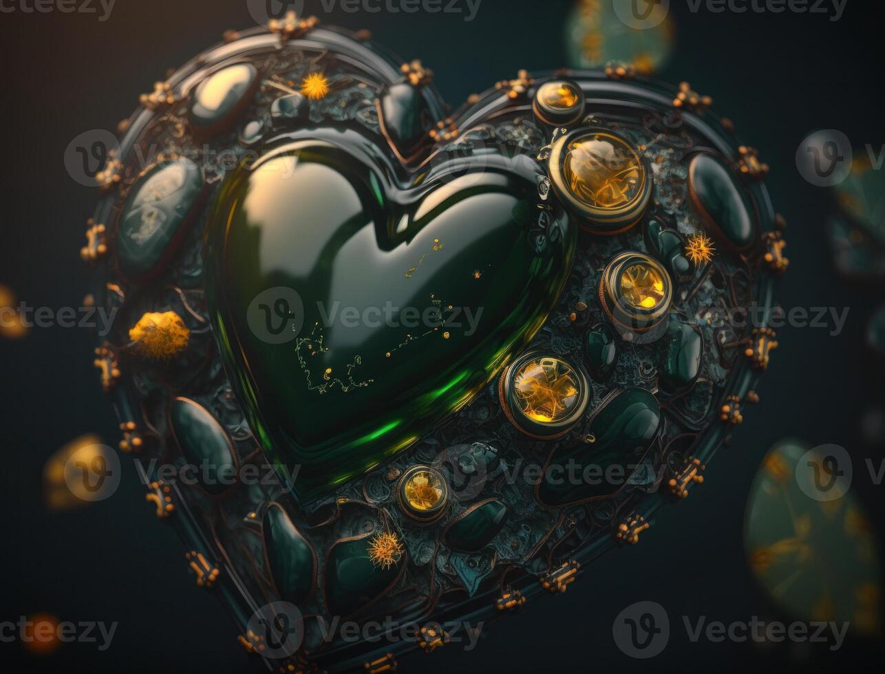 Green heart that represents environmental protection created with technology photo