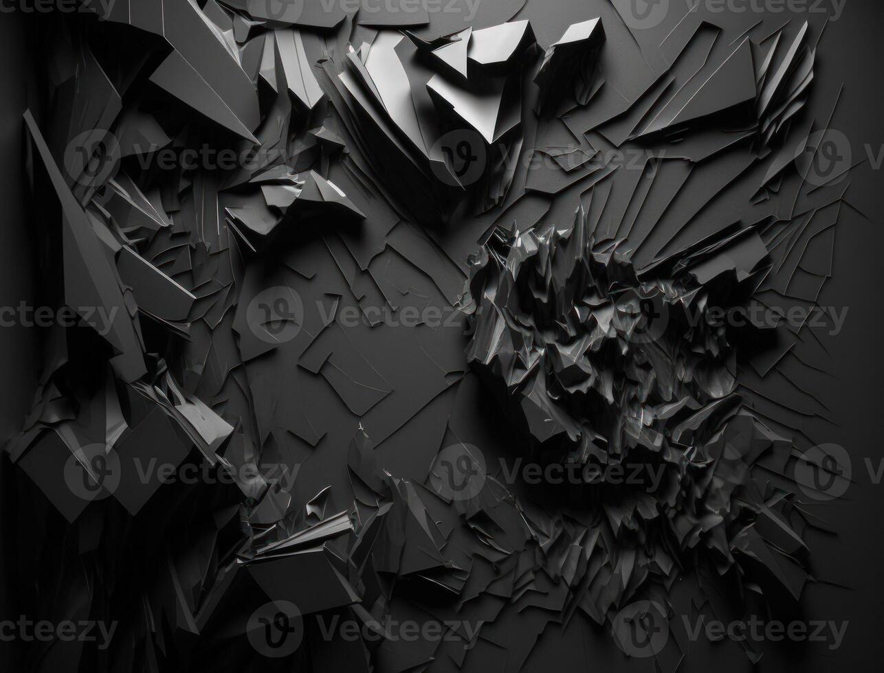 Abstract dark black various paper shapes background created with technology photo