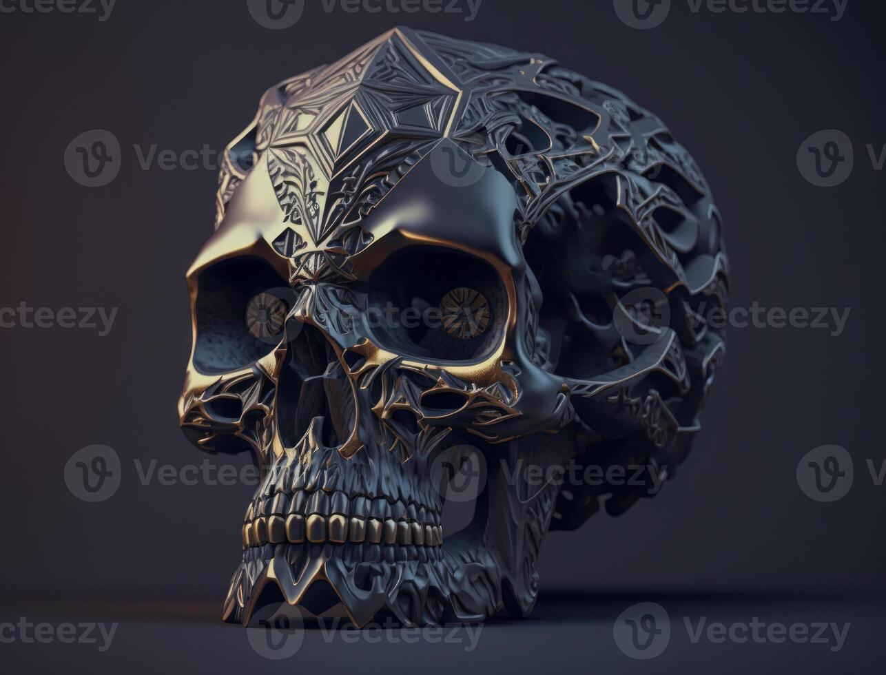 Bismuth skull created with technology photo
