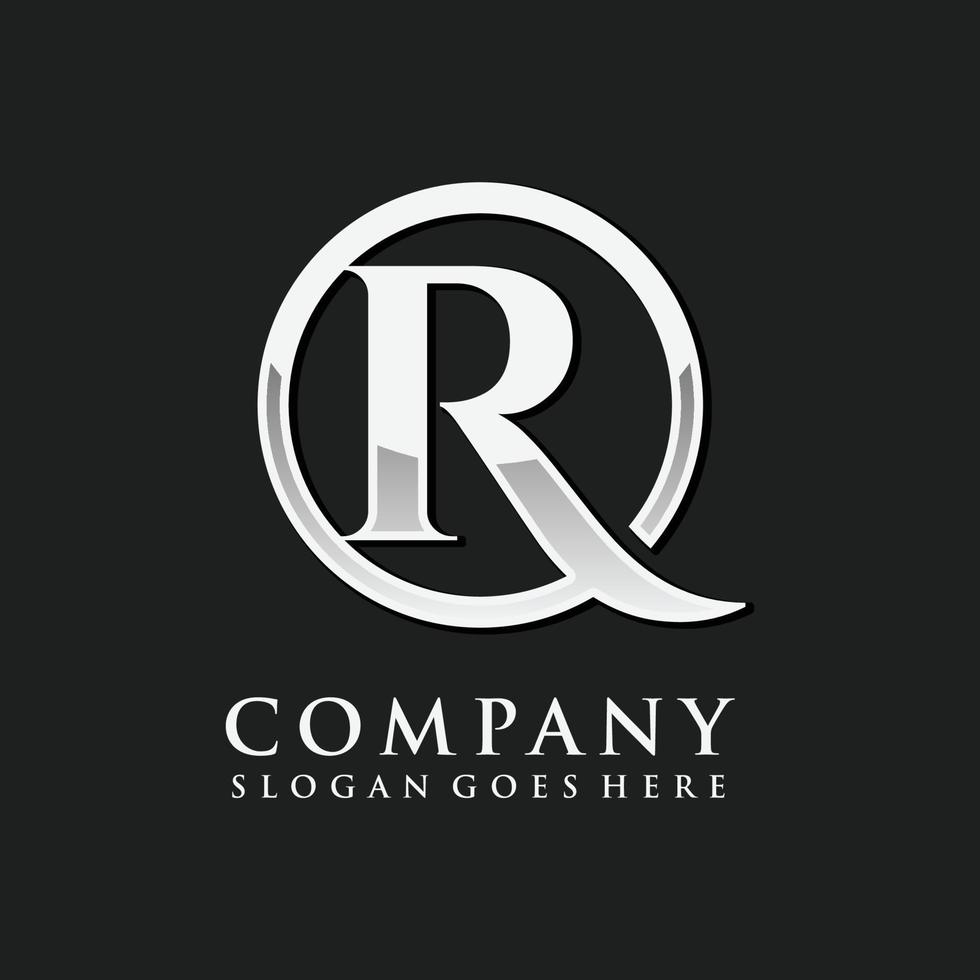 Letter R chrome initial logo vector