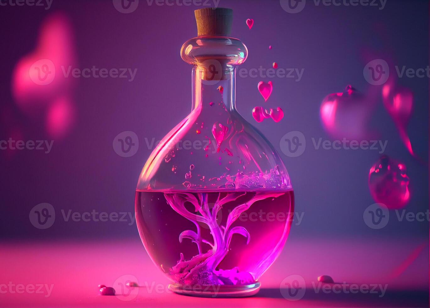 flask with pink liquid. love potion. photo