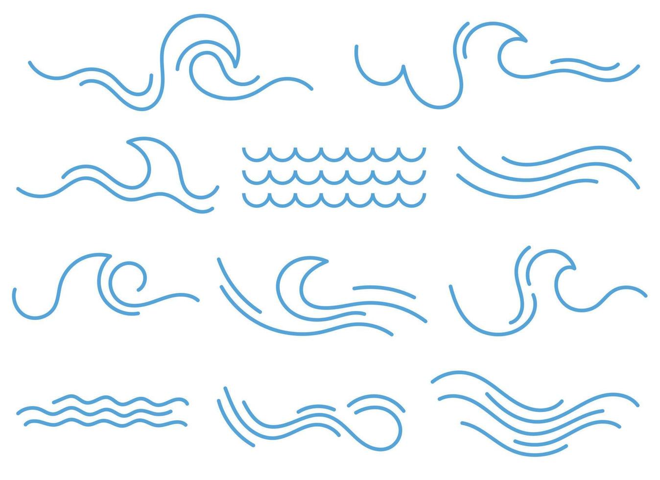 Hand drawn doodle waves clip art vector