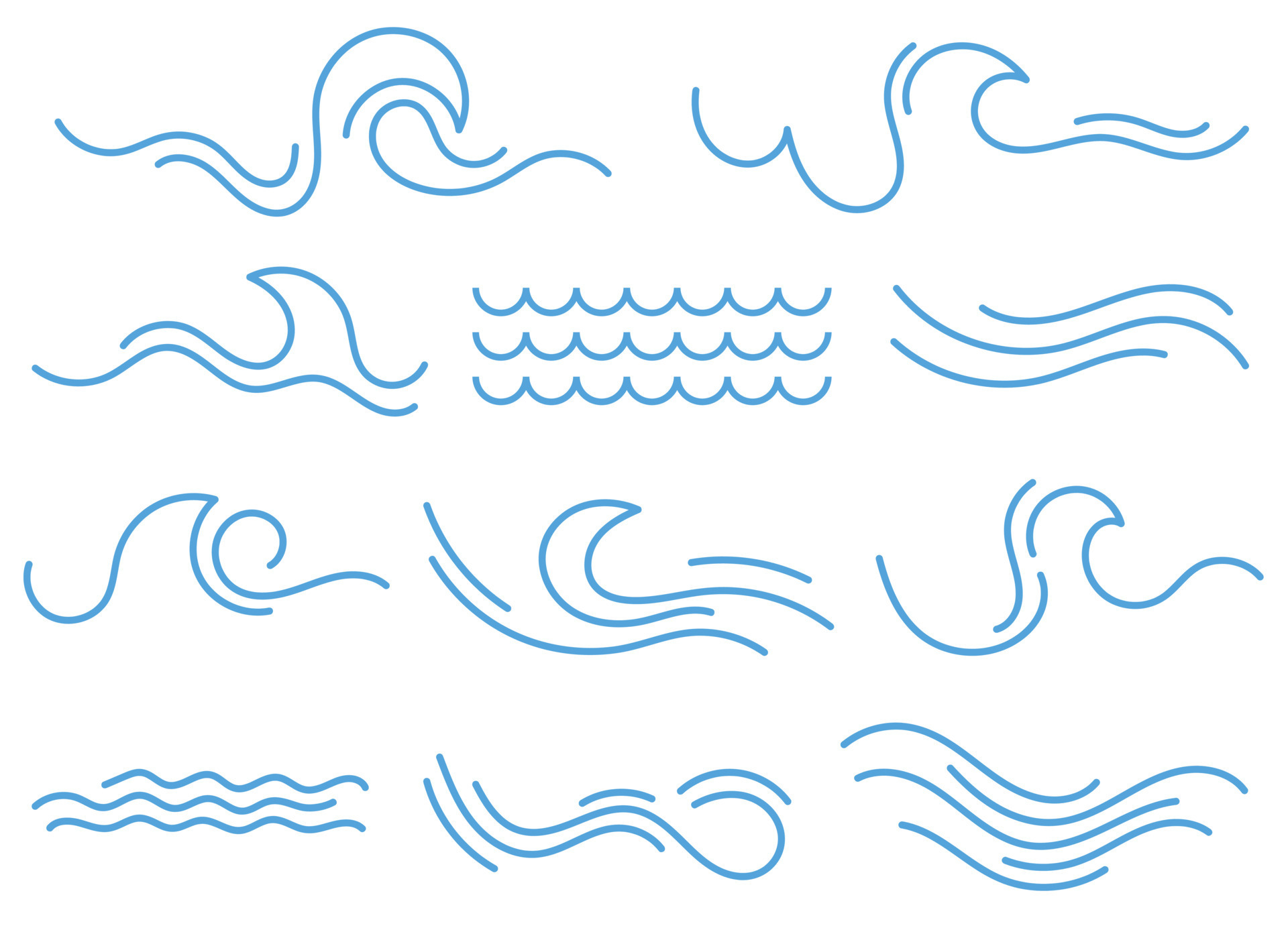 Hand drawn doodle waves clip art 22323564 Vector Art at Vecteezy