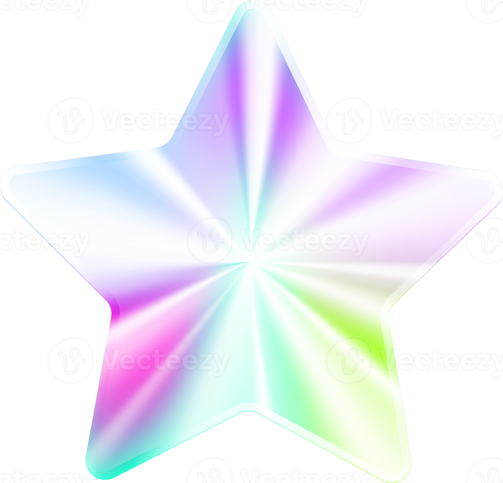 olografico etichetta. argento etichetta pendenza francobollo. metallo struttura distintivo. iridescente arcobaleno Foglio nel stella forma. neon emblema png