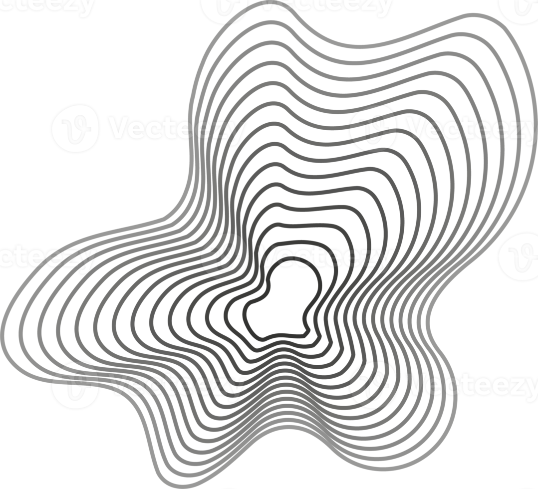 Abstract topography circles. Organic texture shape. Outline illustration png