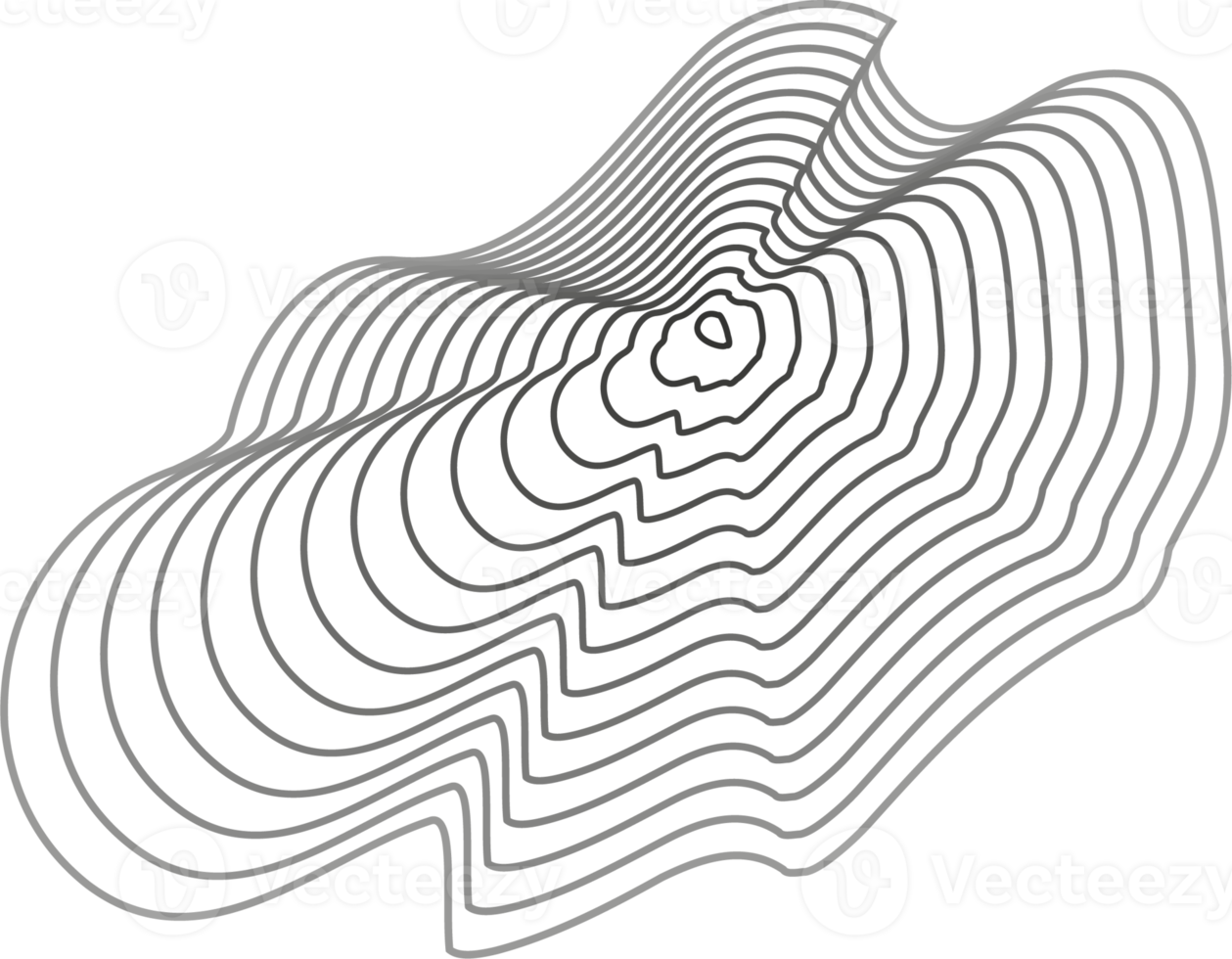 Abstract topography circles. Organic texture shape. Outline illustration png