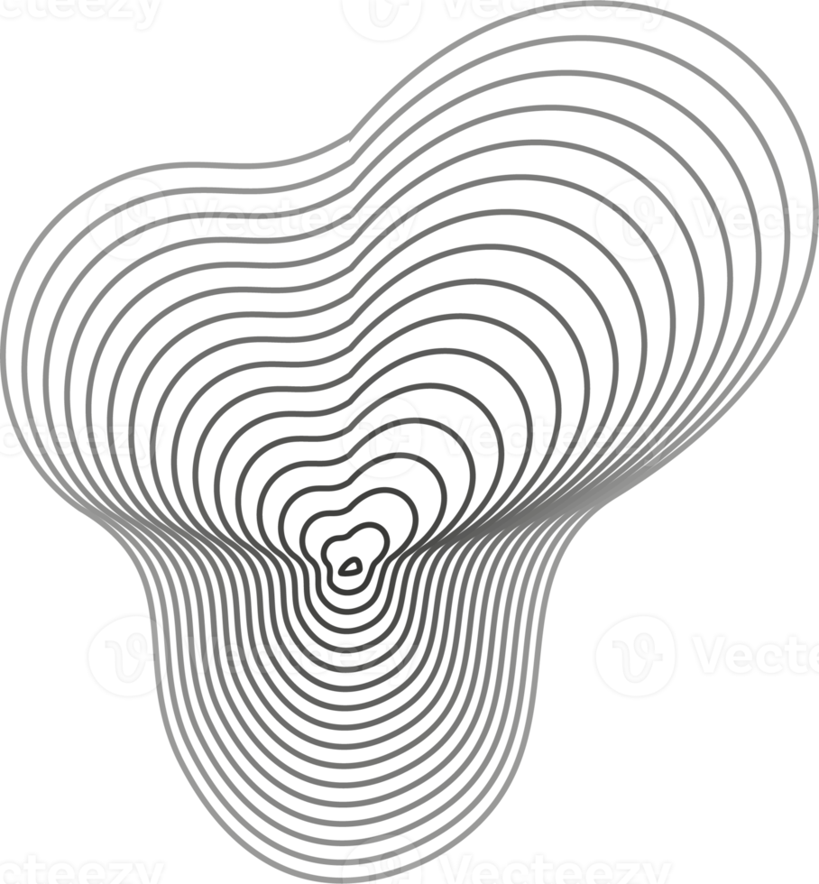 Abstract topography circles. Organic texture shape. Outline illustration png
