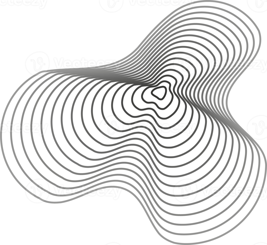 Abstract topography circles. Organic texture shape. Outline illustration png