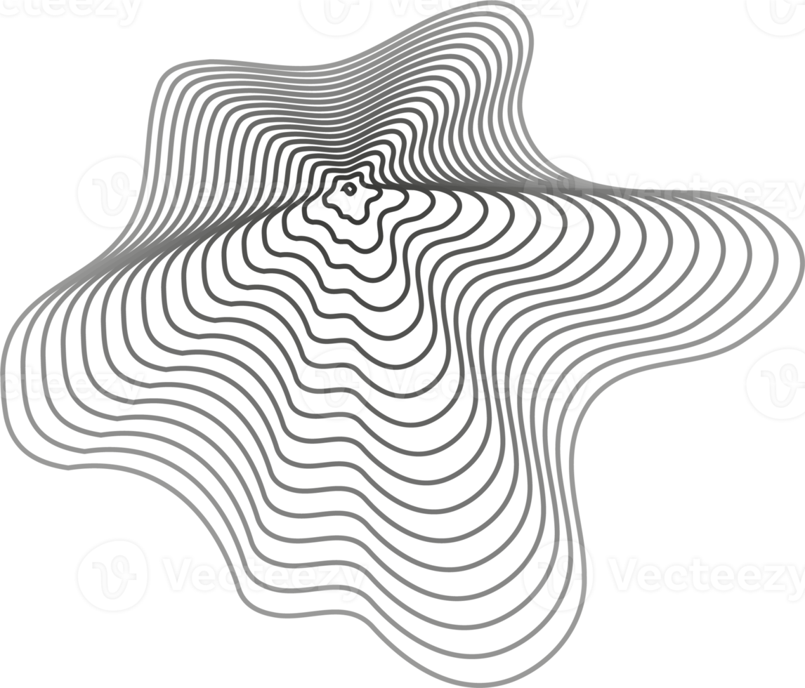 Abstract topography circles. Organic texture shape. Outline illustration png